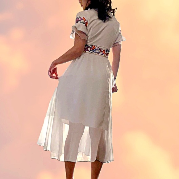 Embroidered White Maxi Dress - Picture 2 of 6